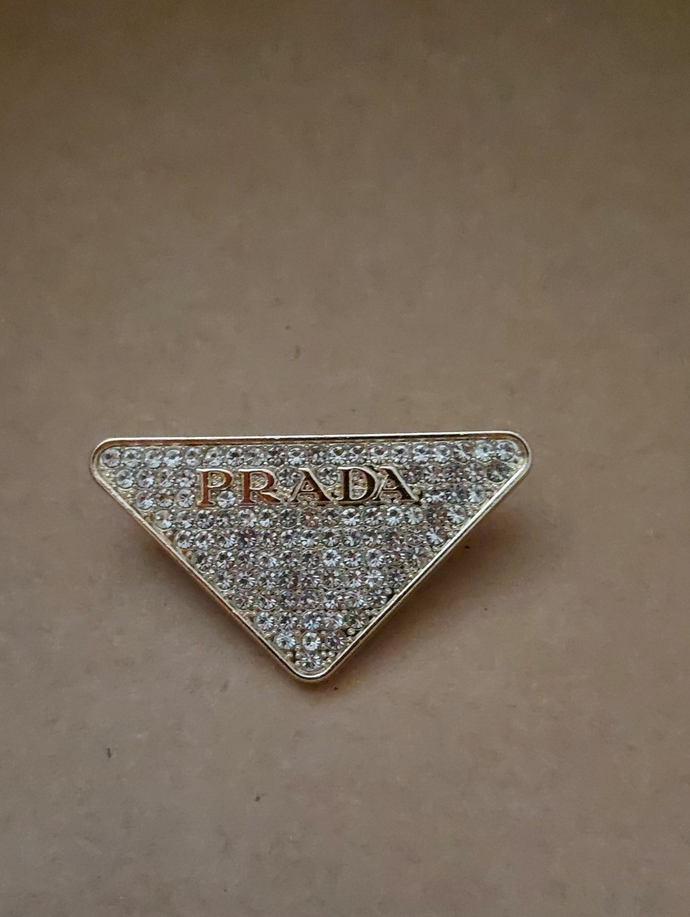 Gold-Tone Crystal Triangle Brooch